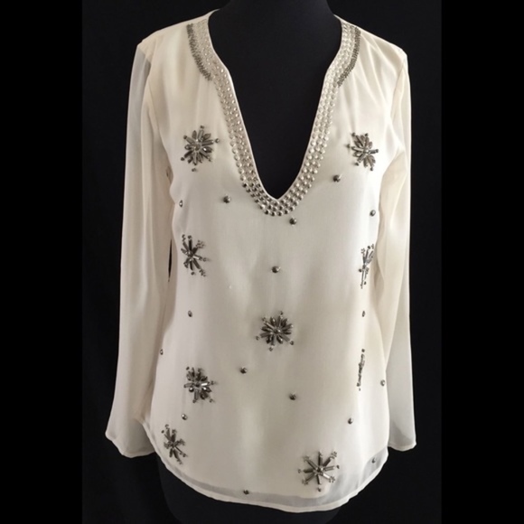 ✨sold✨ marciano • marakesh ivory star beaded tunic - Picture 4 of 6